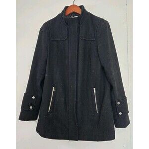 A New Day Coat Womens M Black Wool Blend Peacoat Winter Old Money Classy